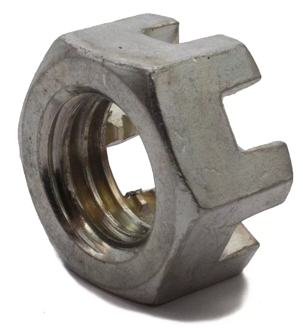 1 1/2-6 Slotted Hex Nut Zinc Plated