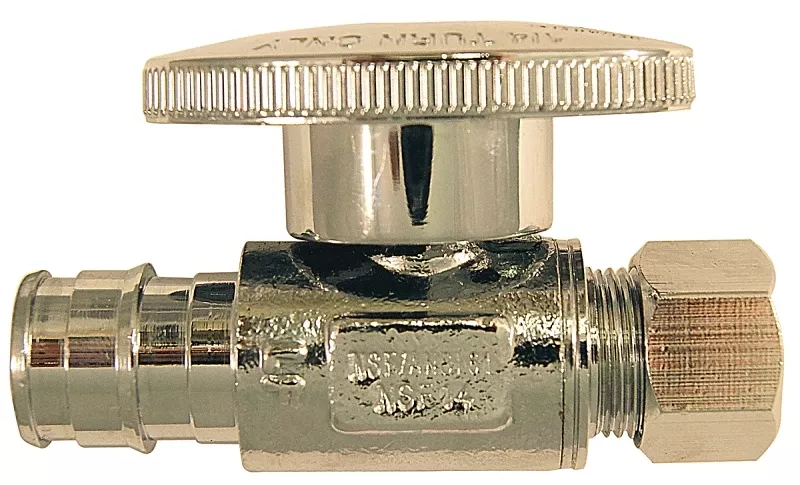 1/2 In. Barb X 3/8 In. Compression Chrome-plated Brass Straight Pex-a Stop Valve