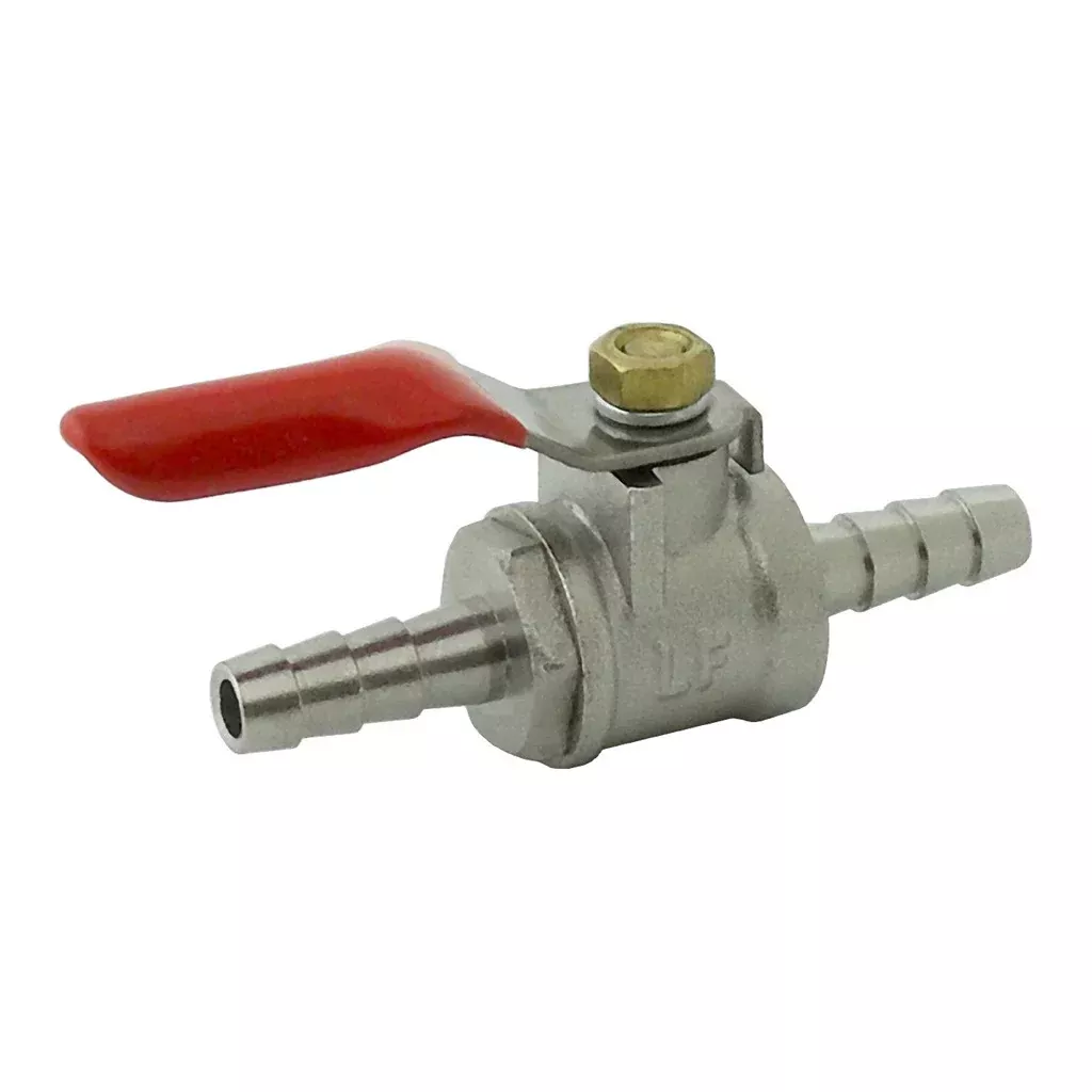 1/4″ x 1/4″ Barb Lead-Free Brass In-Line Ball Valve – Shut-Off Switch for Beverage Lines