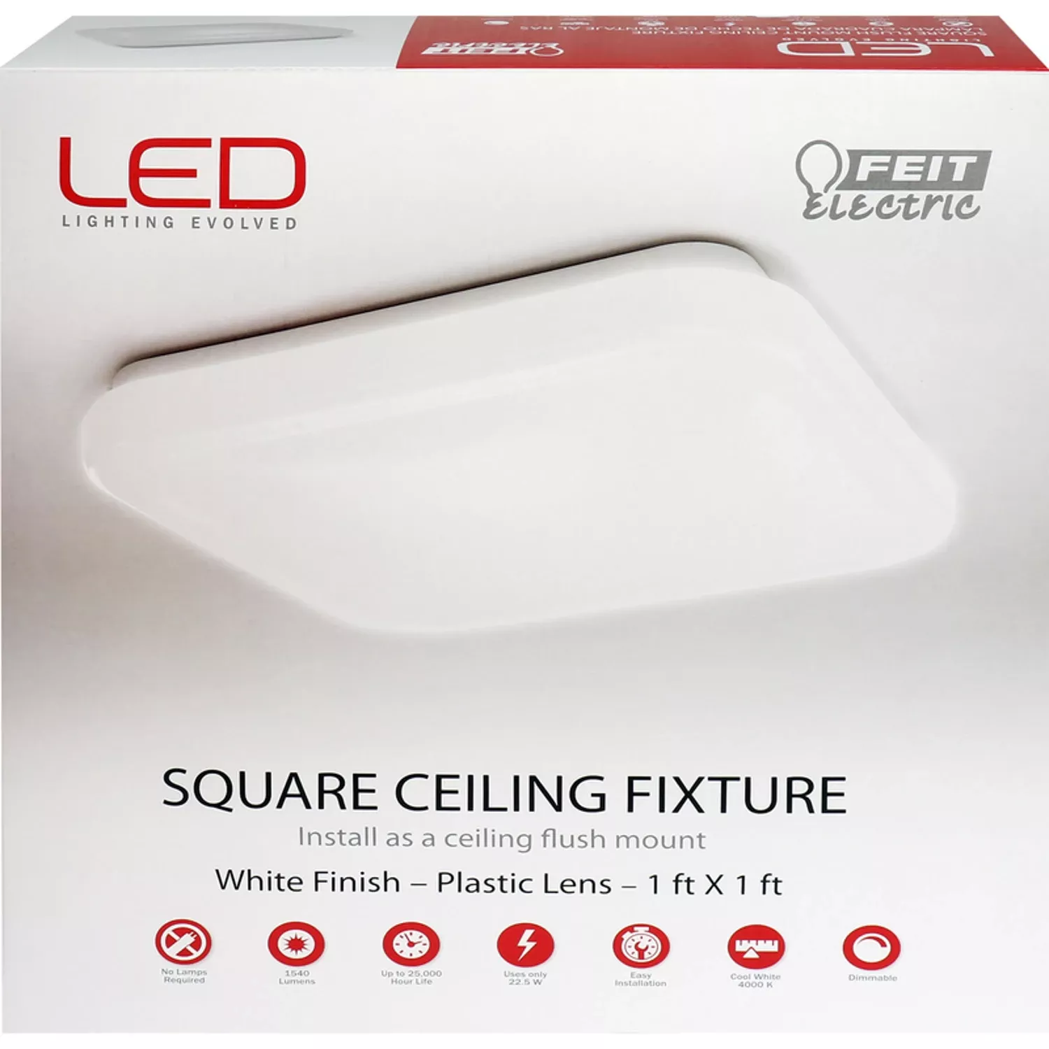 12 In. W X 12 In. L White Led Ceiling Light Fixture Model 71800