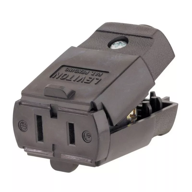 15a 125v 2-wire 2-pole Hinged Cord Connector, Brown