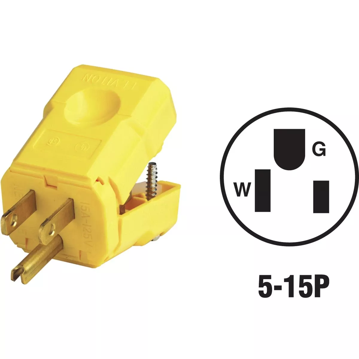 15a 125v 3-wire 2-pole Python Cord Plug - Model 081-5256vy