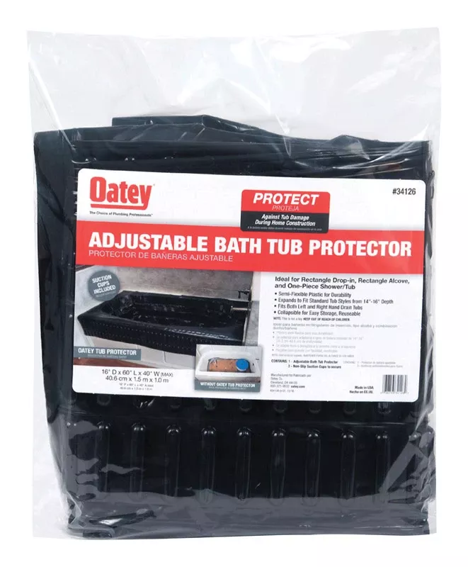 2 H X 15 In. W X 15 In. L Black Adjustable Bathtub Protector