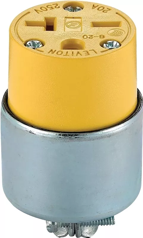 20a 250v 3-wire 2-pole Armored Cord Connector - Model 620ca