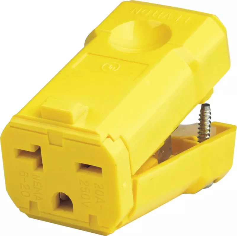 20a 250v 3-wire 2-pole Python Cord Connector - Industrial Grade