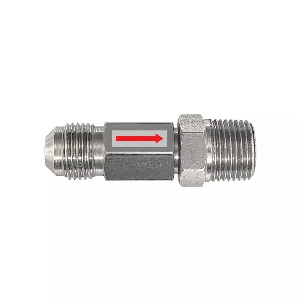 3/8″ MFL x 3/8″ MPT Stainless Steel Gas Check Valve – One-Way Backflow Preventer for CO2 Lines