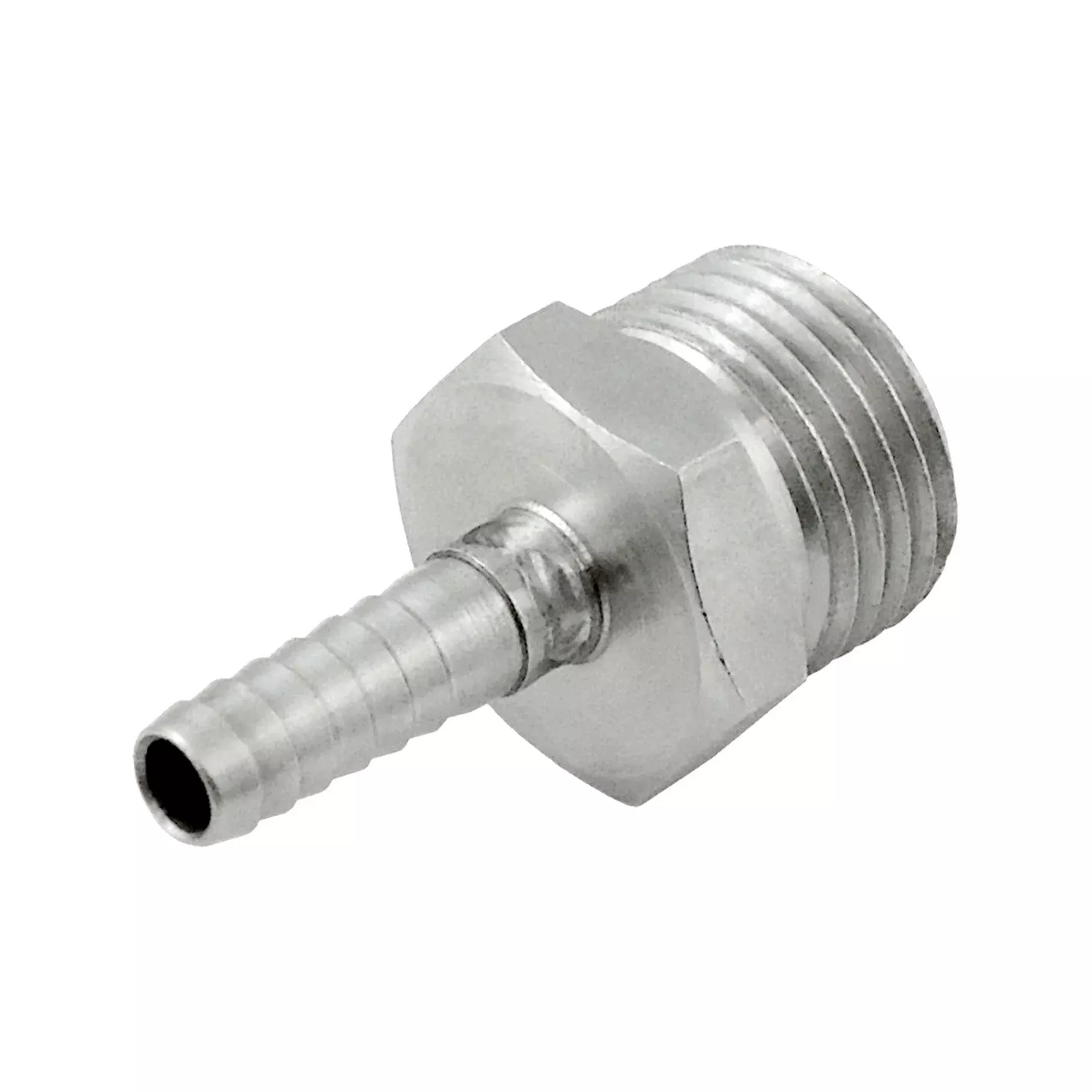 304 Stainless Steel Hose Stem – Male CO2 Thread to 1/4″ Barb