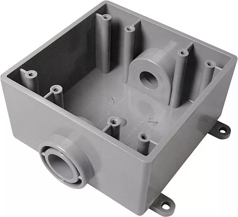 32 Cubic Inch Square Pvc 2 Gang Outlet Box Gray - Model 5133370u