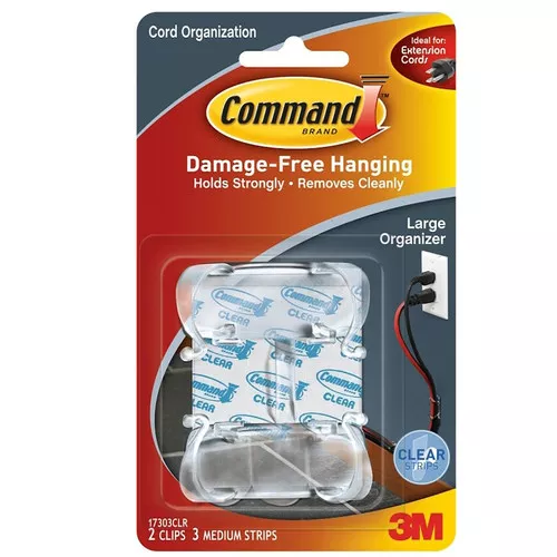 3M- Command- Small Cord Clip- Clear- 2 Pack