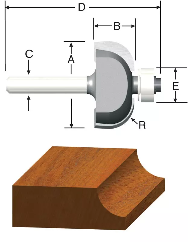.5 X .5-in. 2-flute Cove Router Bit