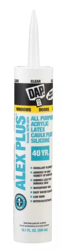 Alex Plus Acrylic Latex Caulk, Clear, 10.1-oz.