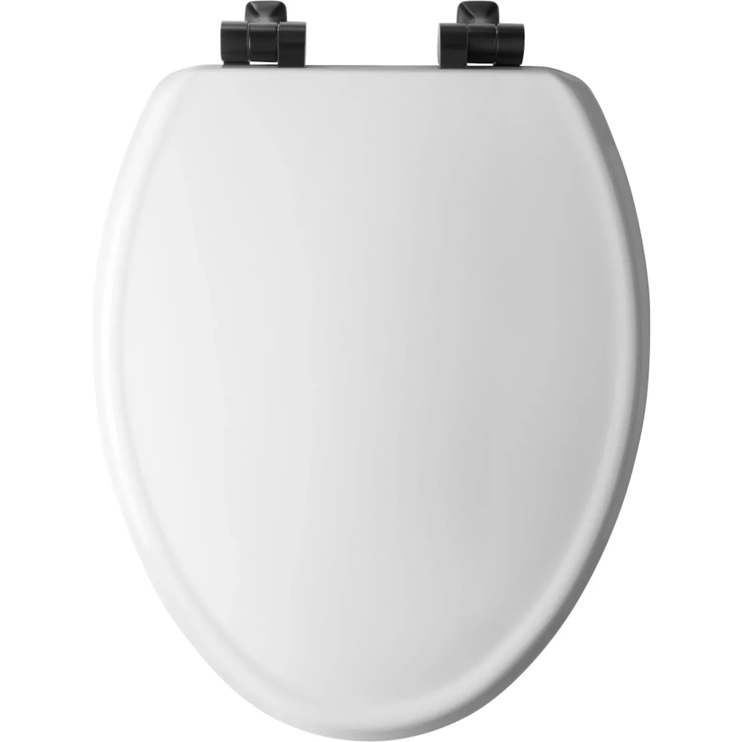 Benton Elongated White Enameled Wood Toilet Seat With Matte Black Hinge