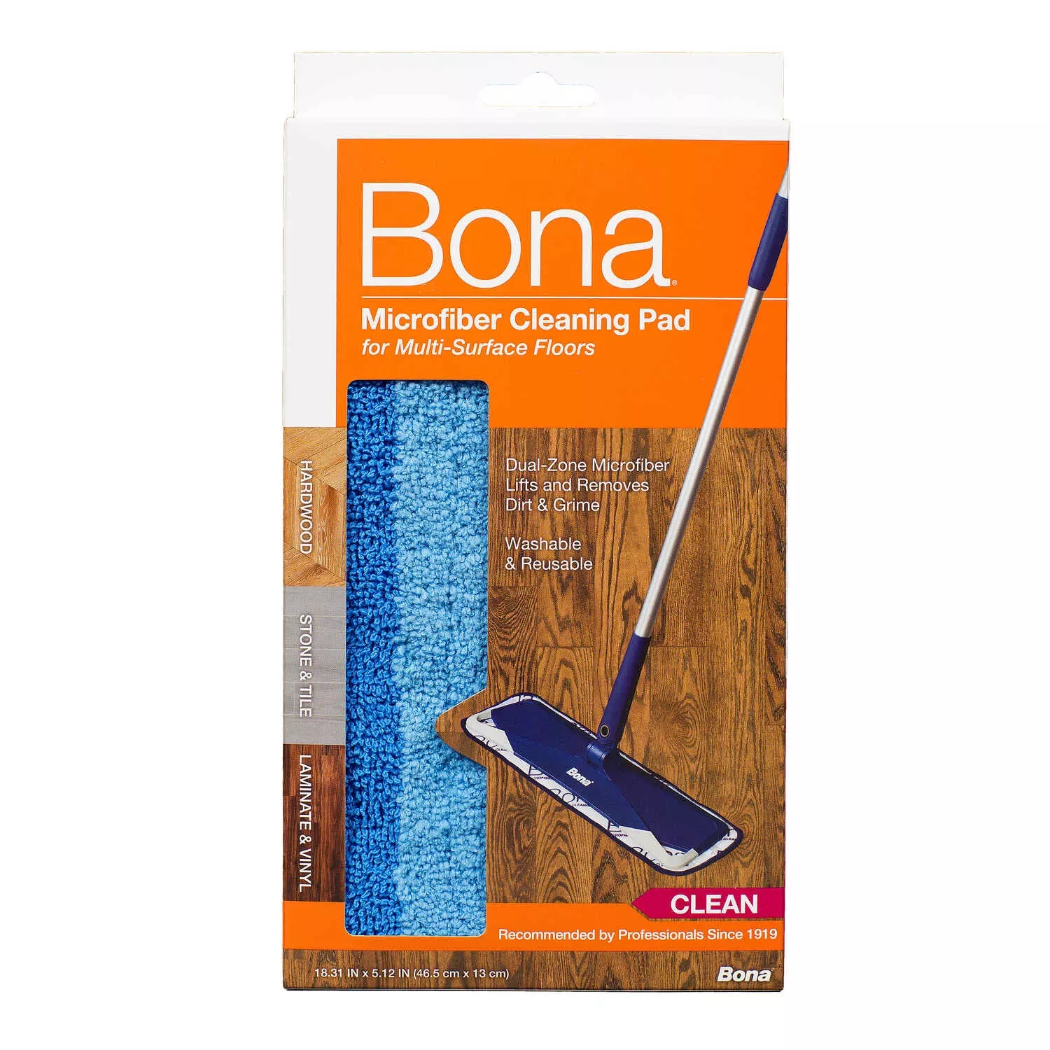 Bona Microplus 15 In. Flat Microfiber Deep Clean Pad 1 Pk
