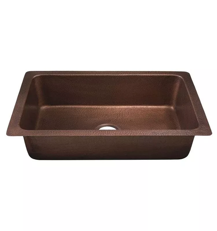 Dakota Sinks DSE-HC3218 Signature Elements Series 31 7/8 Inch Handmade Copper Single Bowl Undermount Kitchen Sink - Hammered Copper