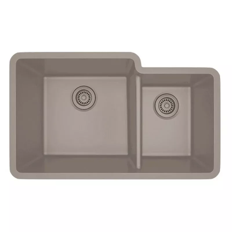 Dakota Sinks GSE-QC6040LD-BE Builders Elements Series 32 Inch Quartz Composite 60/40 Low Divide Double Bowl Undermount Kitchen Sink