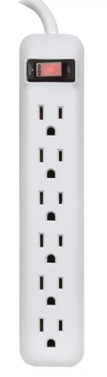 Electrical Outlet Strip- 6 Grounded Outlets- 18" Cord & Switch