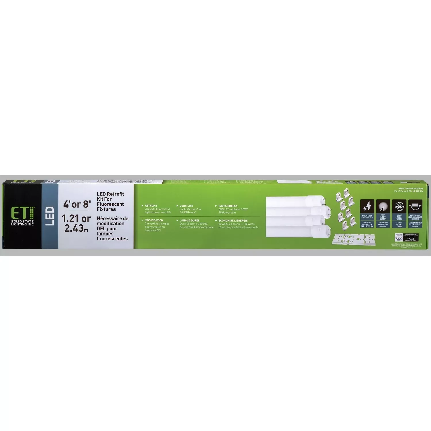 Eti Led Retrofit Kit 48 In. G13 Bi-pin Tube Retrofit Kit 4 Pk