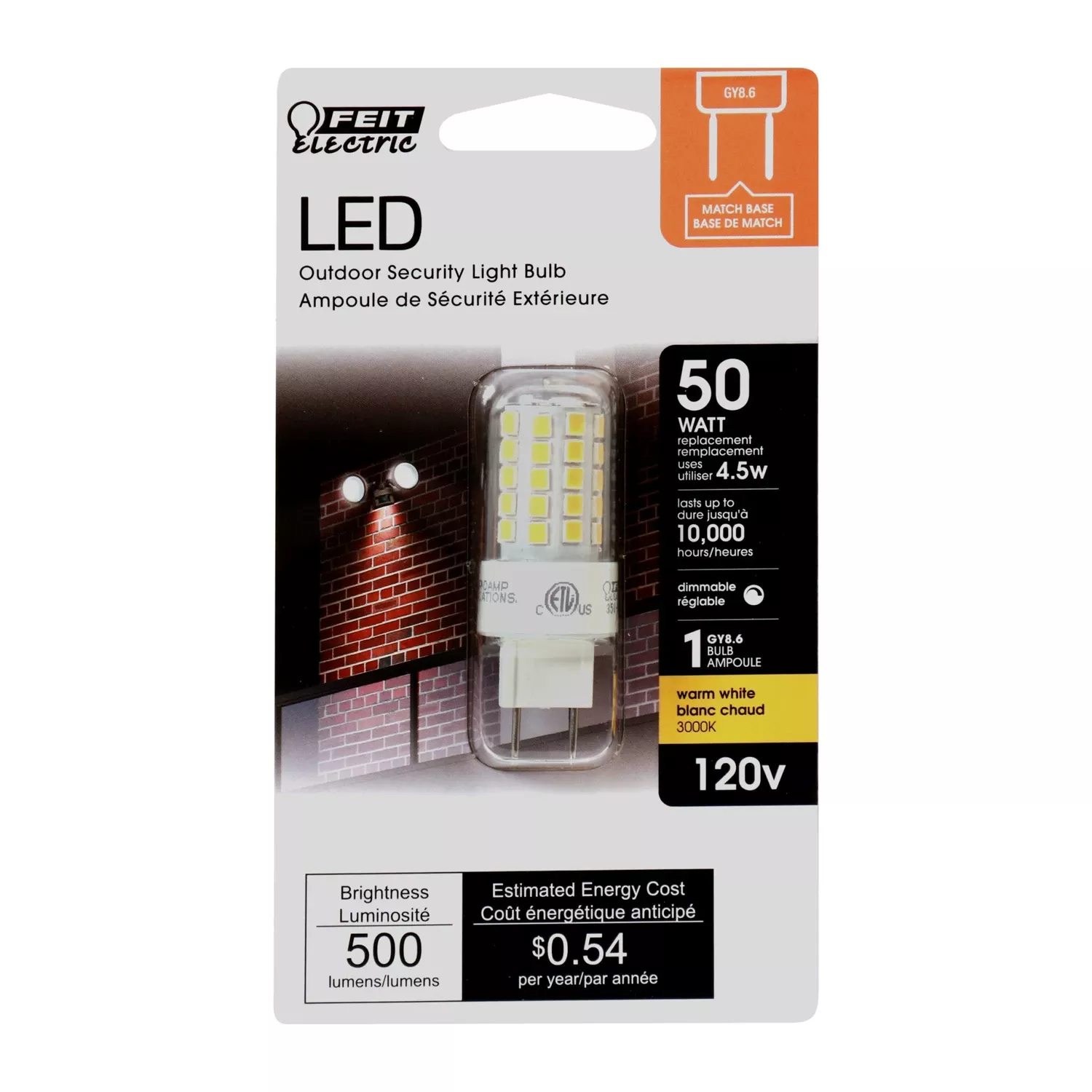 Feit T4 Gy8.6 Led Bulb Bright White 50 Watt Equivalence 1 Pk