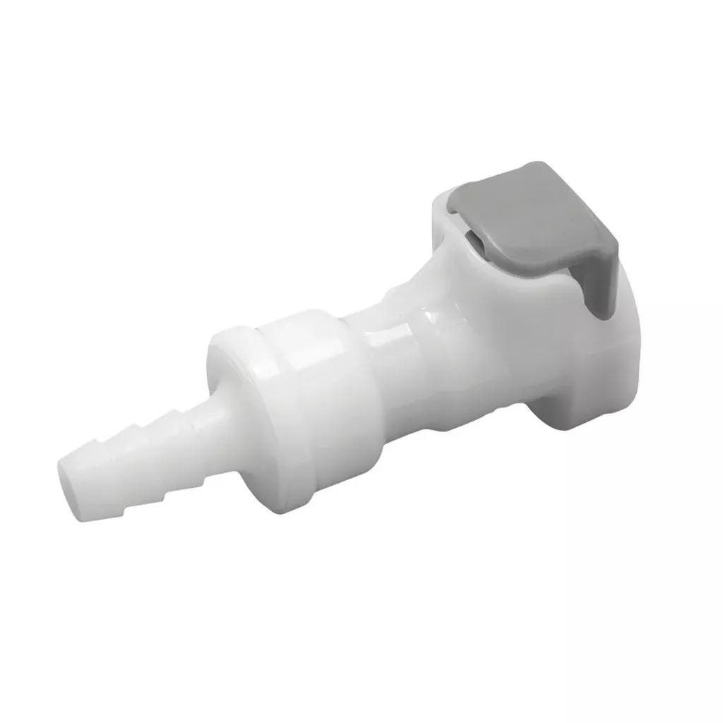 Female Quick Disc - Industrial Plastic - 1/4" Hose Barb-W/Shutoff