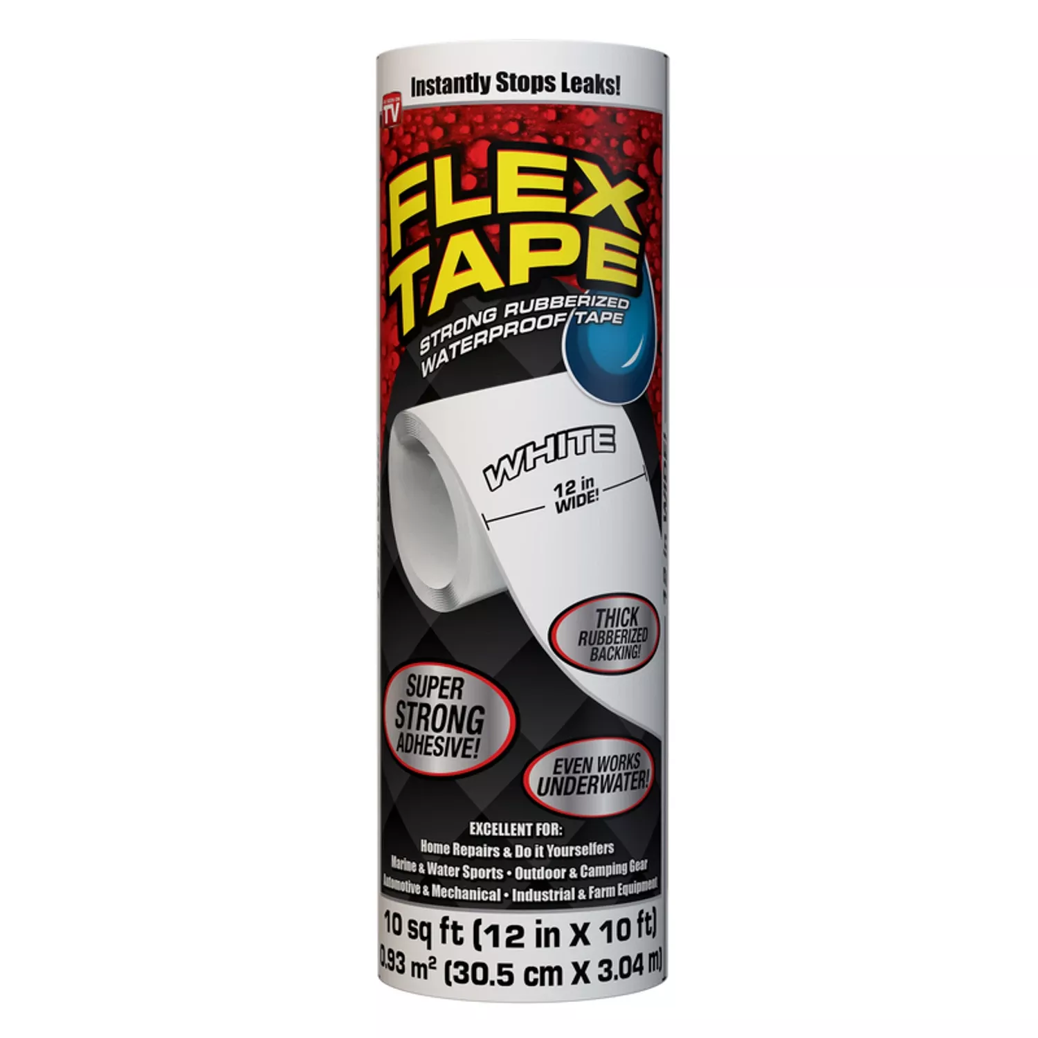 Flex Tape Waterproof Tape, White, 12 In X 10 Ft