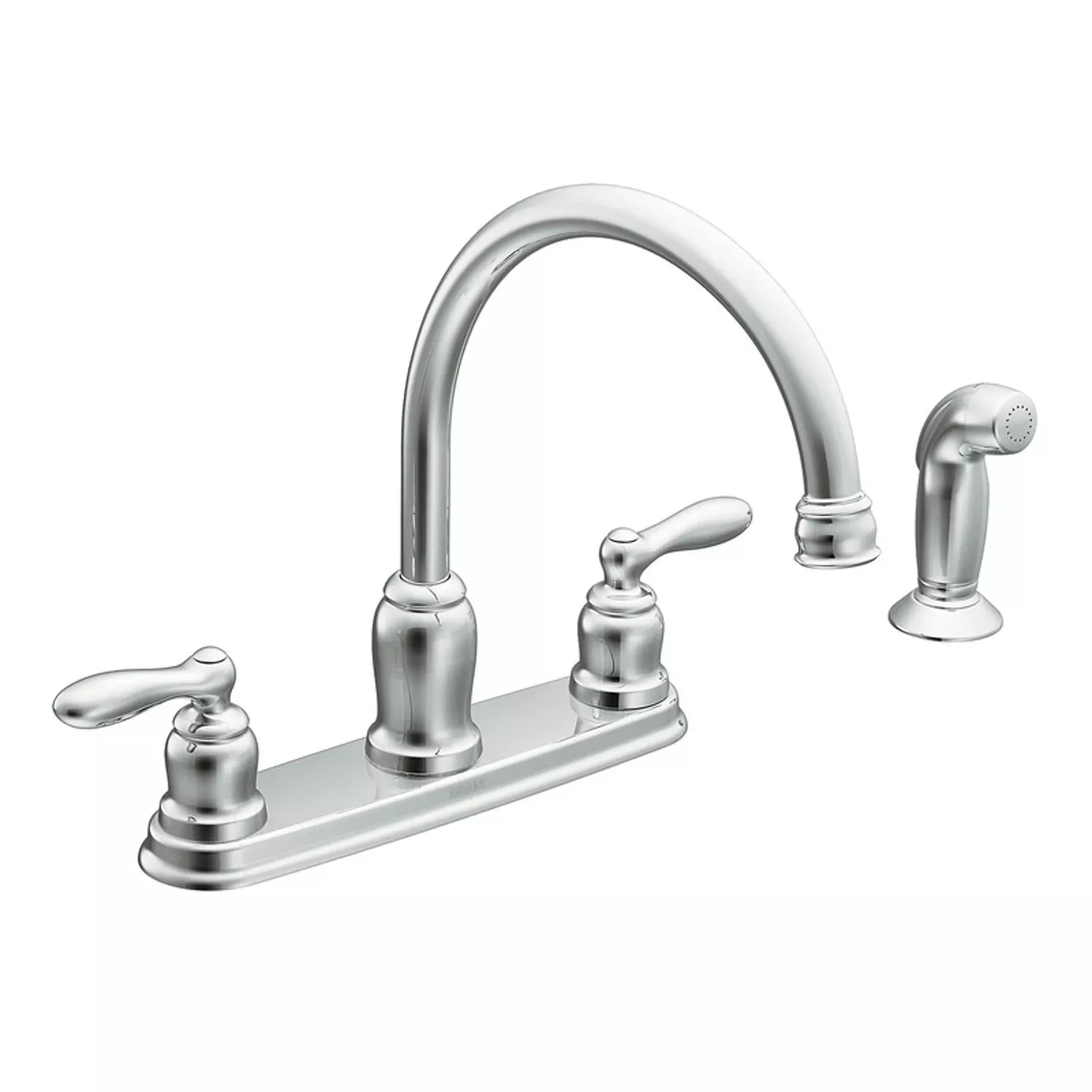 High-arc Kitchen Faucet, Side Spray, 2 Handles, Chrome