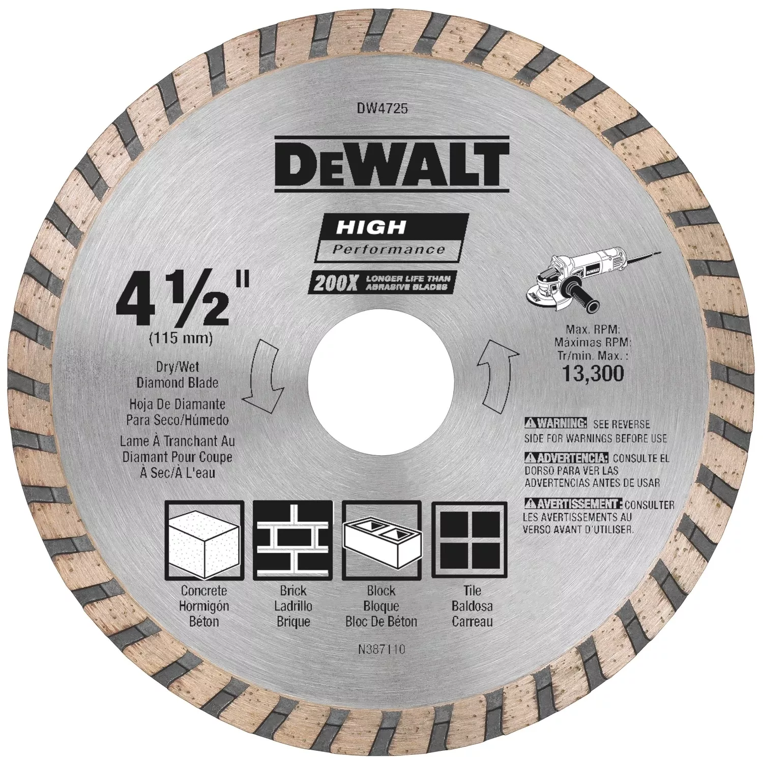 High-performance Masonry Blade, 4-1/2 In.