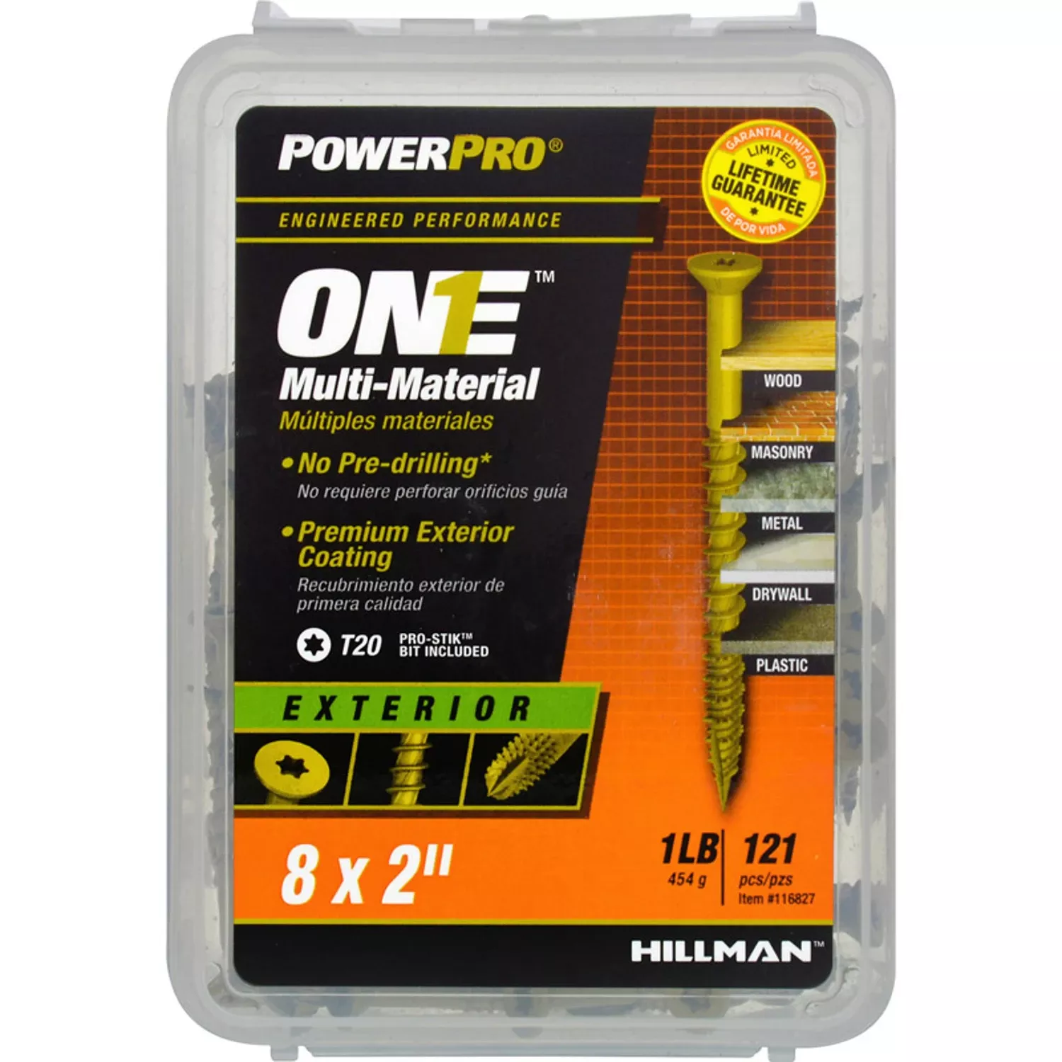 Hillman Power Pro No. 8 Ga. X 2 In. L Star Flat Head Coarse Multi-material Screws