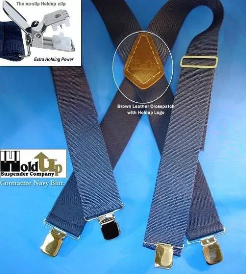 Hold Up Contractor Series- 2" Wide- Navy Blue- Silver Clips