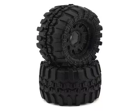 Interco TSL SX Super Swamper 2.8" M2 Compound Premounted Tires with 6x30 Black Raid Wheels for 1/10 Monster Truck (2) (PRO1011010)