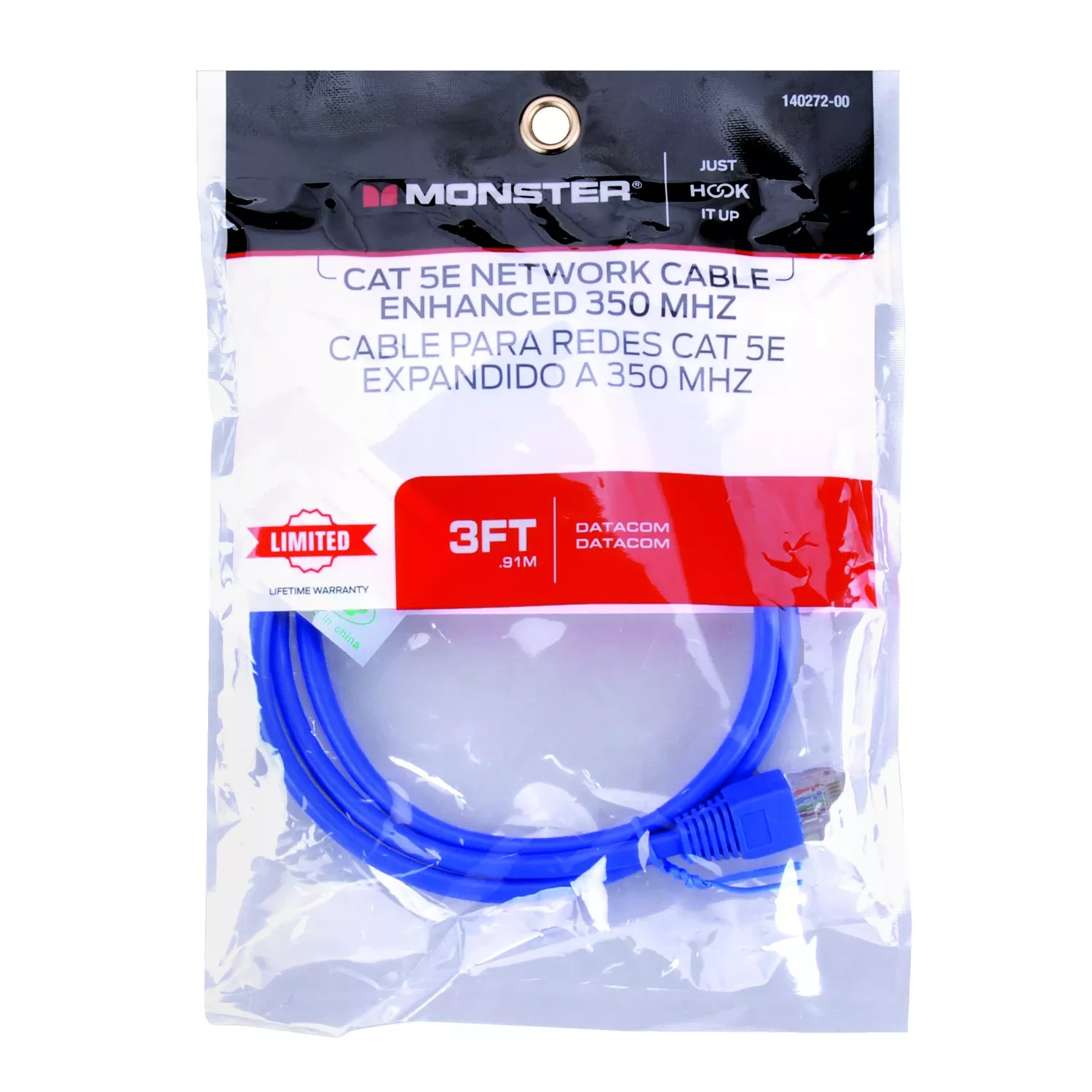 Just Hook It Up 3 Ft. L Category 5e Networking Cable - Blue
