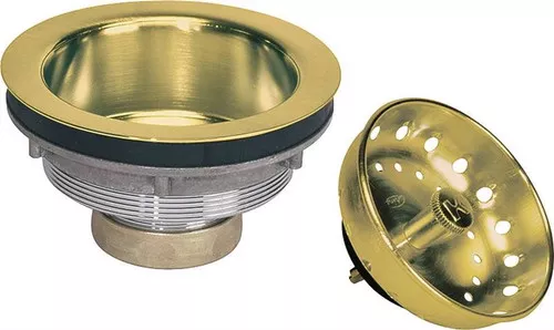 Kitchen Sink Strainer Assembly- Polished Brass- 3-1/2″