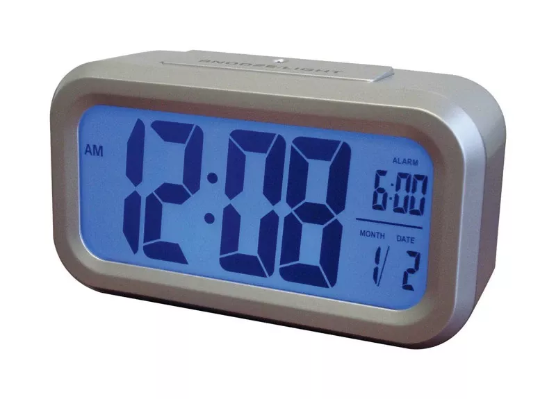 Lcd Alarm Clock, Silver