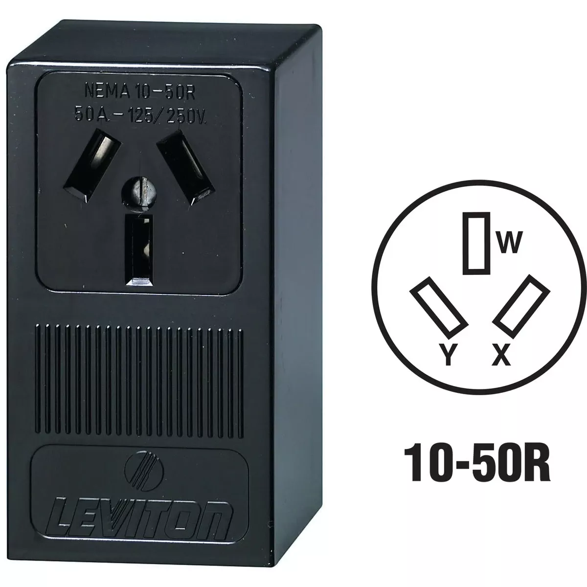 Leviton 50 Amps 125/250 V Black Outlet 10-50r 1 Pk