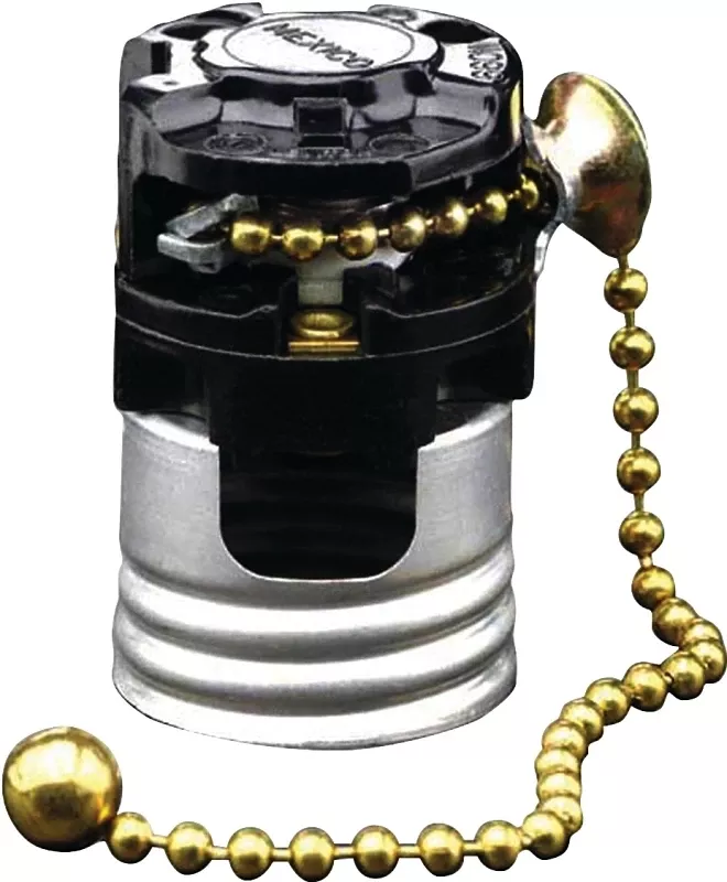 Leviton Aluminum Medium Base Pull Chain Socket 1 Pk