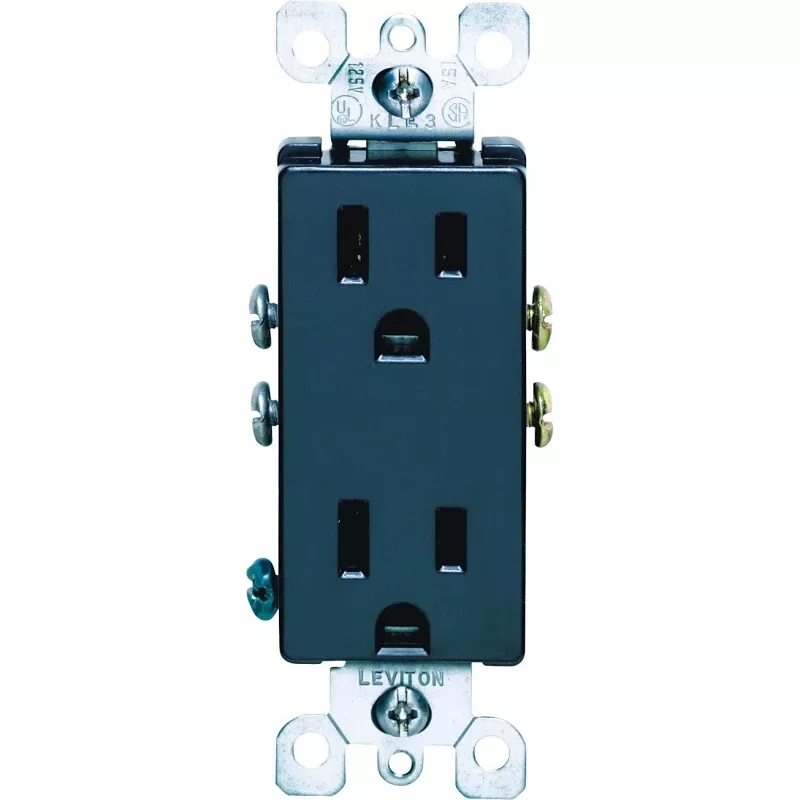 Leviton Decora 15 Amps 125 V Duplex Black Outlet 5-15r 1 Pk