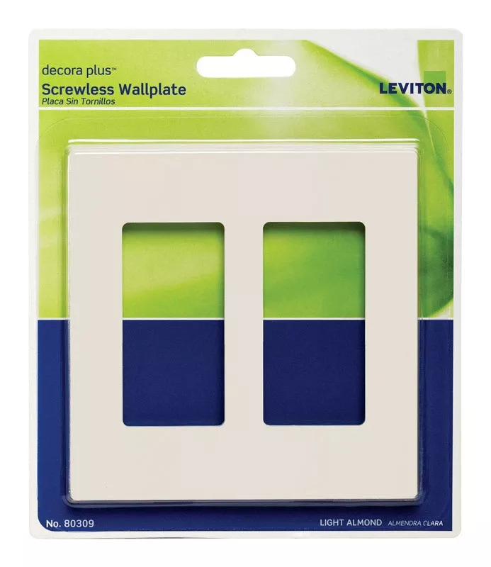 Leviton Decora Plus Almond 2 Gang Polycarbonate Decorator Screwless Wall Plate 1 Pk