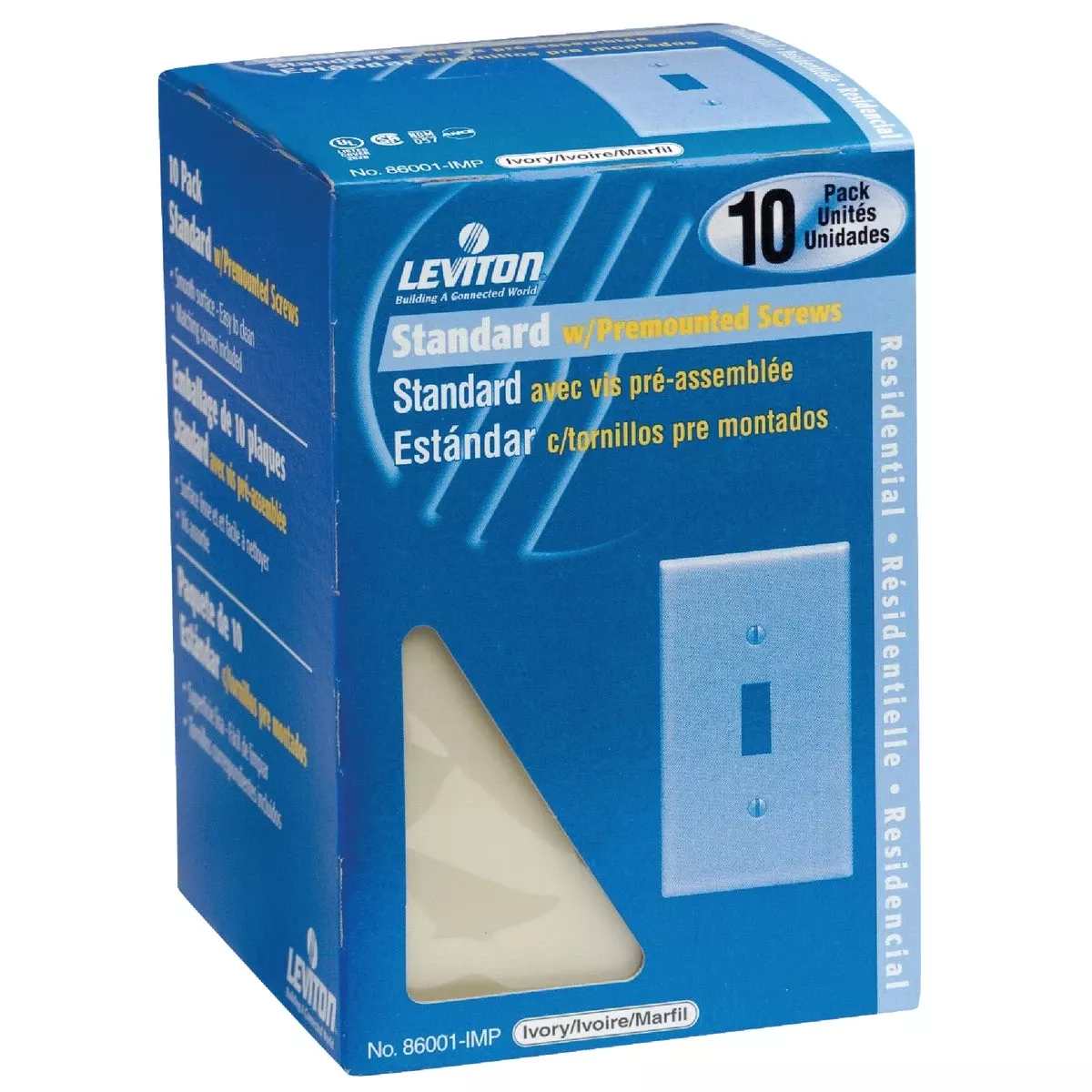 Leviton Ivory 1 Gang Thermoset Plastic Toggle Wall Plate 10 Pc