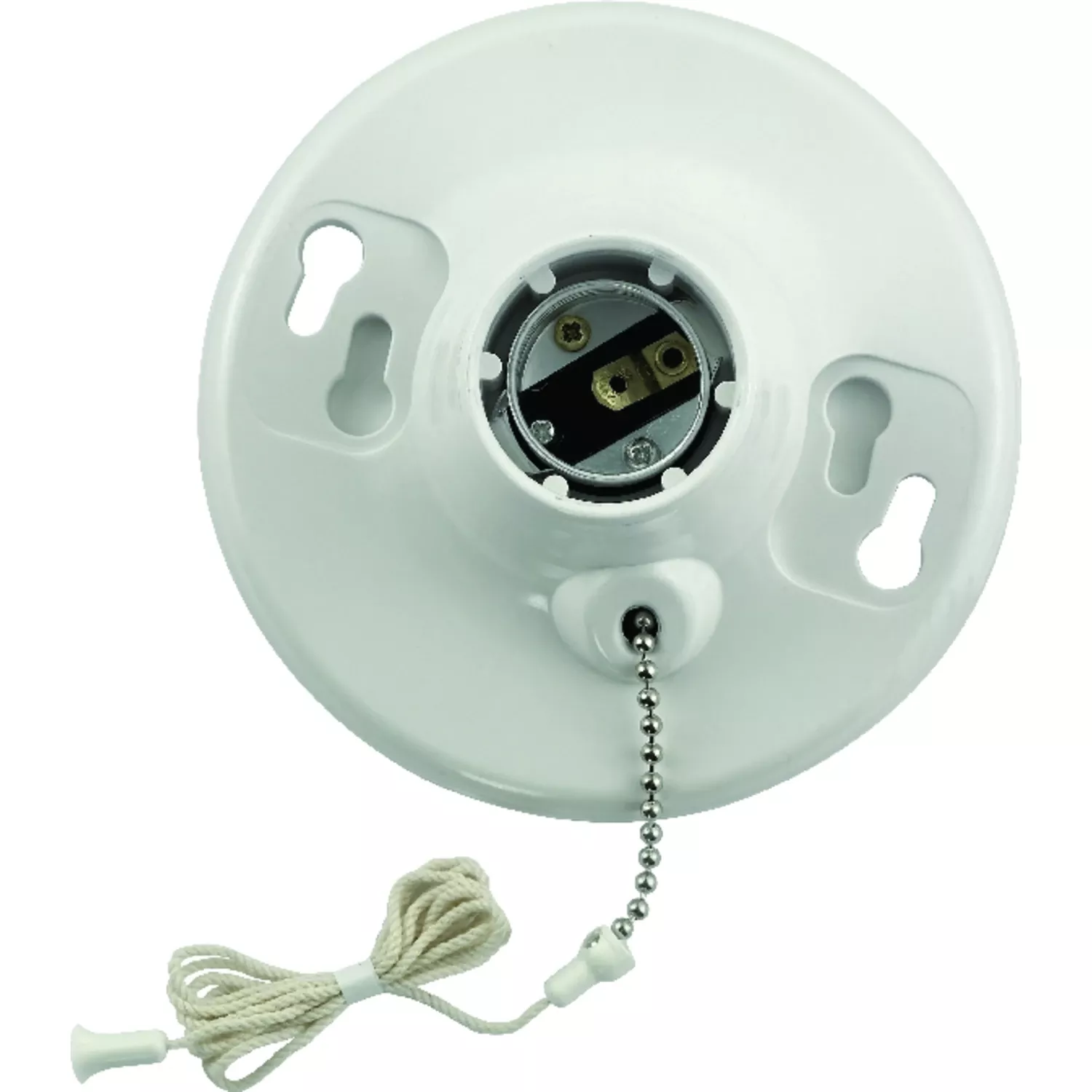 Leviton Plastic Incandescent Medium Base Pull Chain Socket 1 Pk