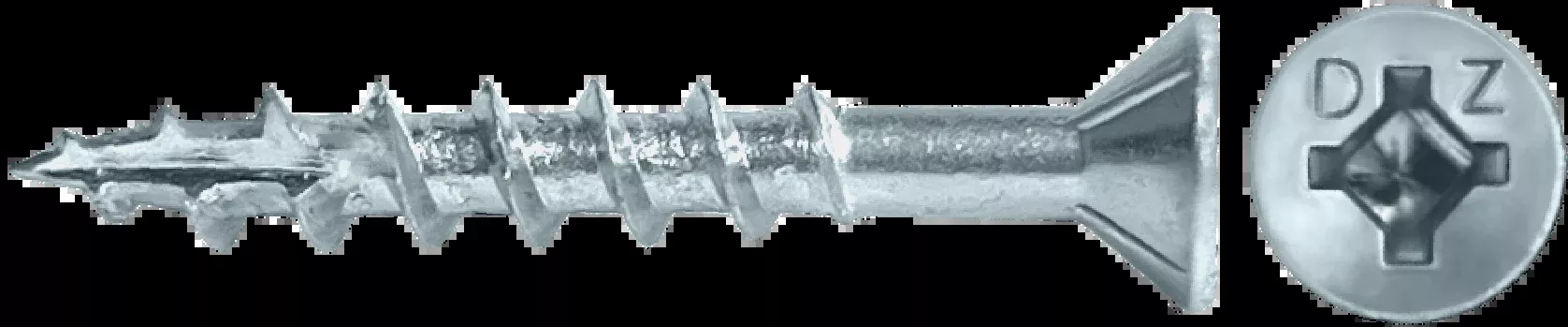 LOK WOOD SCREWS- SQUAREPHILLIPS FLAT WITH NIBS COARSE TYPE 17 (ZINC)