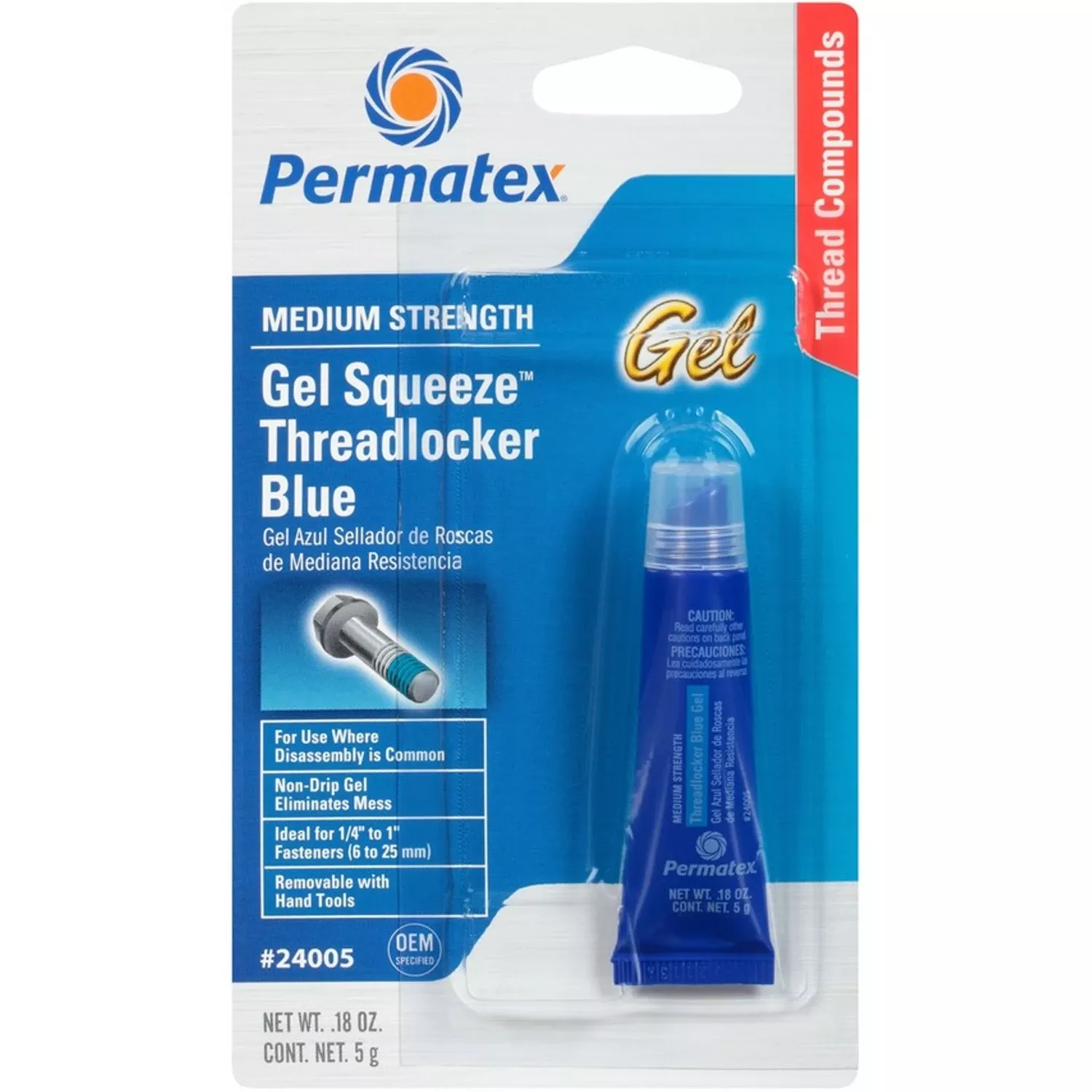 Medium-strength Blue Gel Threadlocker, 5-grams