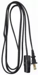 Miniature Plug Appliance Cord, 18/2 Hpn, Black, 6-ft.