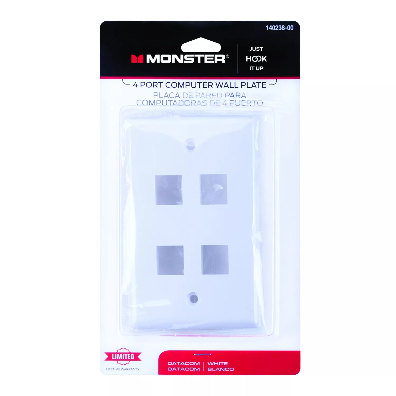 Monster Just Hook It Up White 4 Gang Plastic Keystone Wall Plate 1 Pk
