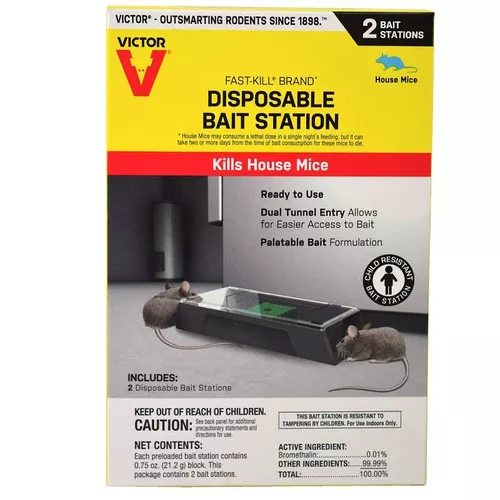Mouse- Fast-Kill Disposable Bait Station- 2 Pack