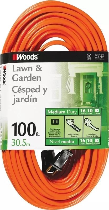 Outdoor 100 Ft. L Orange Extension Cord 16/2 - Heavy Duty