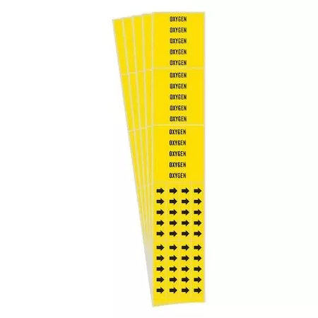 Pipe Marker, Adhesive, Black, Oxygen, PK5, 7209-3C-PK