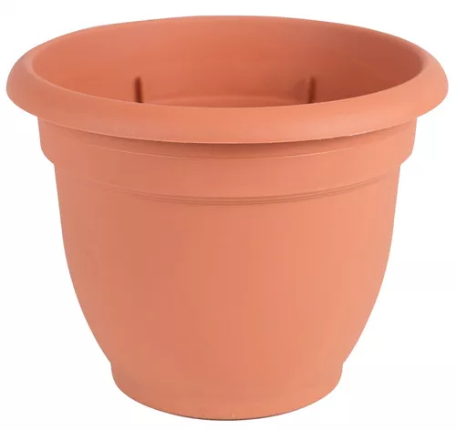 Planter With Saucer- 16"- Terra Cotta- Plastic