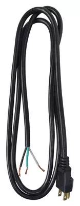Power Supply Cord, 16/3 Sjtw, Black, 6-ft.