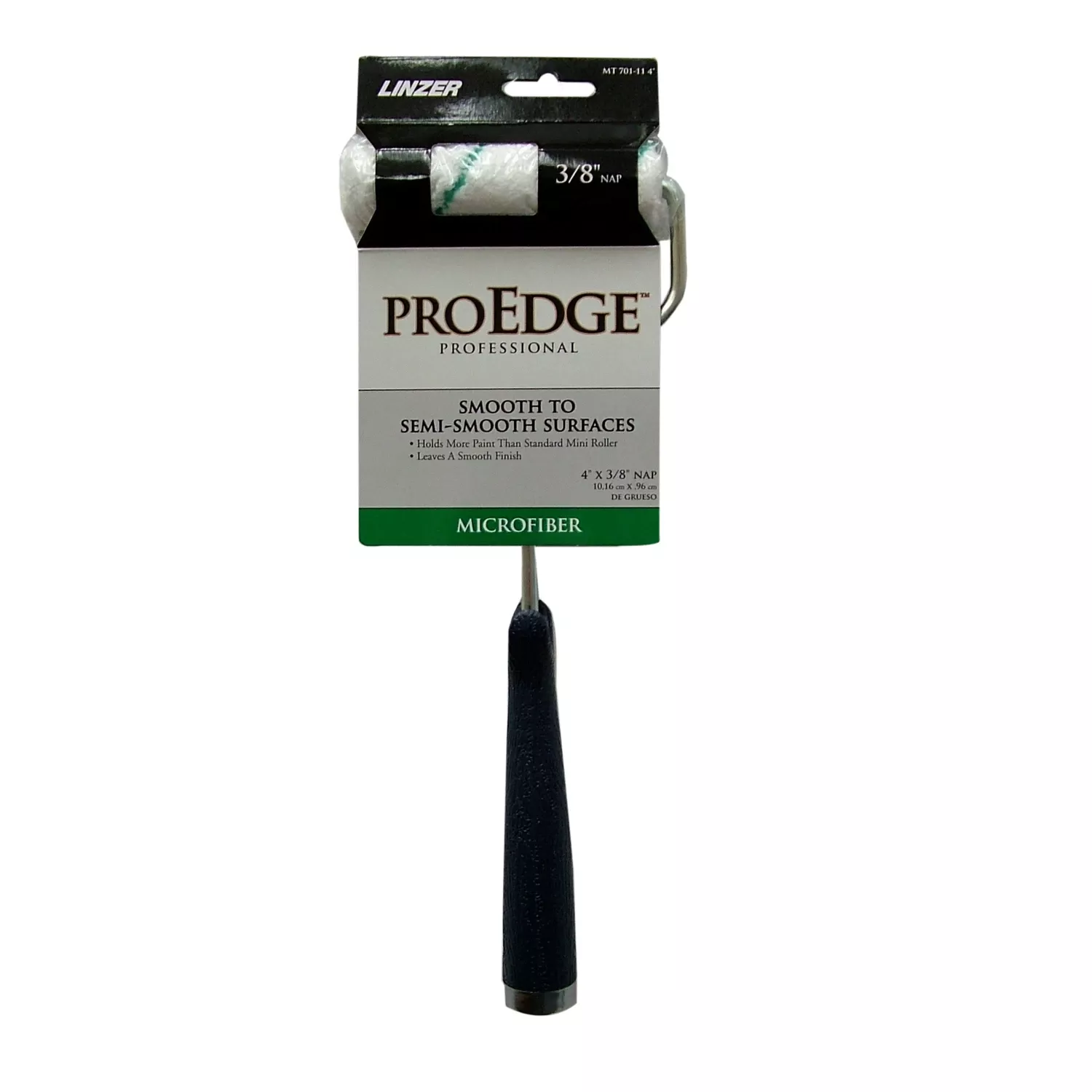 Pro Edge Microfiber Mini Paint Roller Cover + Frame, 4 X 3/8 In. Nap