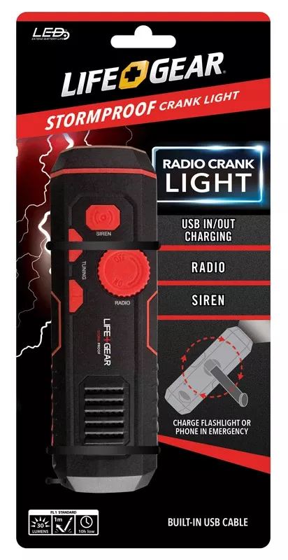 Storm Proof Led 100 Lumen Crank Emergency Light And Radio