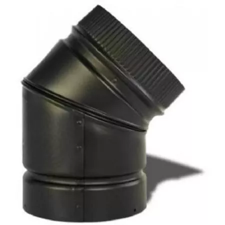 Stove Pipe- Black- Dbl Wall- 6"- Elbow- 45 Deg